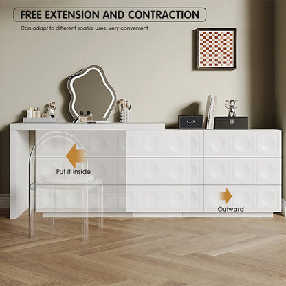 Contemporary White Makeup Vanity Set with Stylish Mirror & Foldable Storage Cabinet