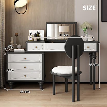 Elegantly Crafted Makeup Vanity Featuring Abundant Storage and a Stylish Aesthetic