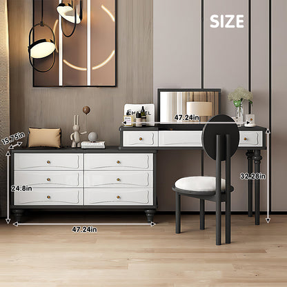 Elegantly Crafted Makeup Vanity Featuring Abundant Storage and a Stylish Aesthetic