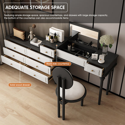 Elegantly Crafted Makeup Vanity Featuring Abundant Storage and a Stylish Aesthetic