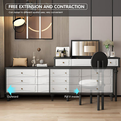 Elegantly Crafted Makeup Vanity Featuring Abundant Storage and a Stylish Aesthetic