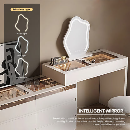 Modern Makeup Vanity & Closet Island with LED Lighting and Storage