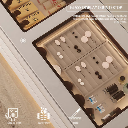 Modern Makeup Vanity & Closet Island with LED Lighting and Storage