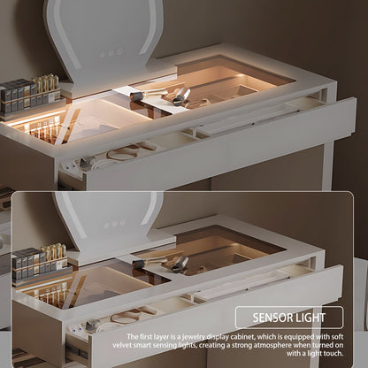 Modern Makeup Vanity & Closet Island with LED Lighting and Storage