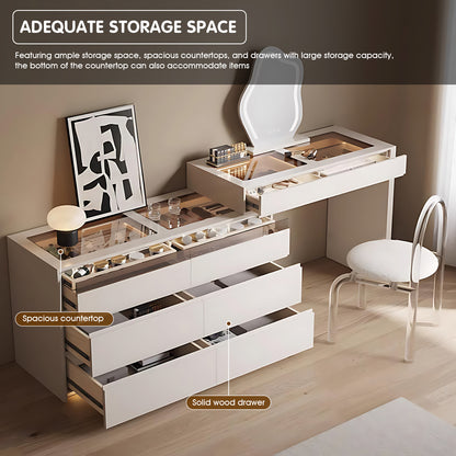 Modern Makeup Vanity & Closet Island with LED Lighting and Storage