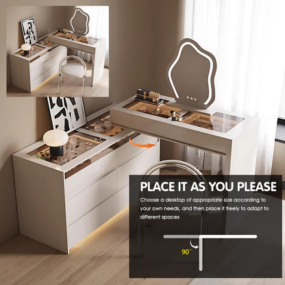 Modern Makeup Vanity & Closet Island with LED Lighting and Storage