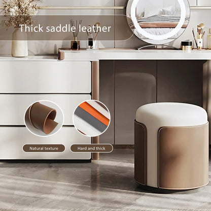 Elegant Beige Makeup Vanity with Extendable Design and LED Mirror