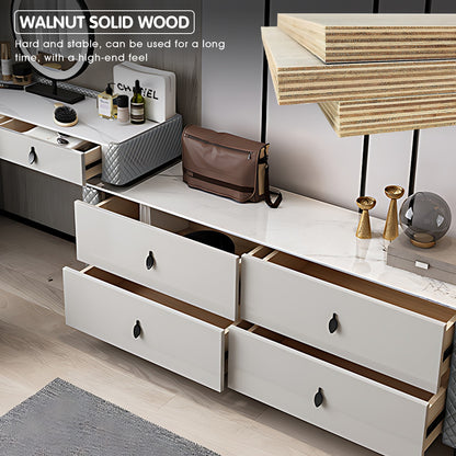 Light Gray Expandable Makeup Vanity with 6 Drawers & LED Mirror