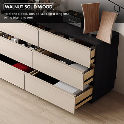 6 Drawers Modern Black & Beige Makeup Vanity with Expandable Design