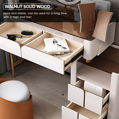 Minimalist Smart Makeup Vanity with Tempered Glass Top & Matte Lacquer Finish