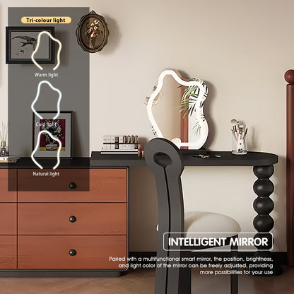 6 Drawers Modern Makeup Vanity Set with Black Accents