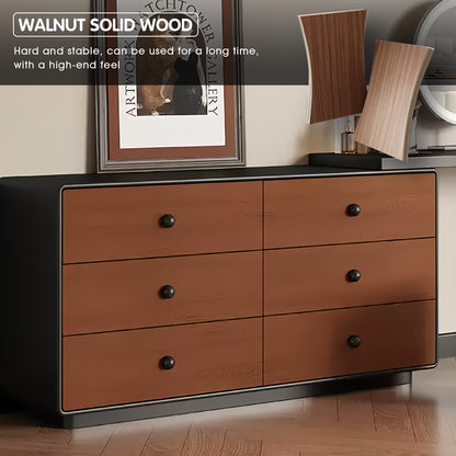6 Drawers Modern Makeup Vanity Set with Black Accents