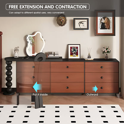 6 Drawers Modern Makeup Vanity Set with Black Accents