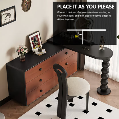 6 Drawers Modern Makeup Vanity Set with Black Accents