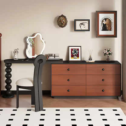 6 Drawers Modern Makeup Vanity Set with Black Accents