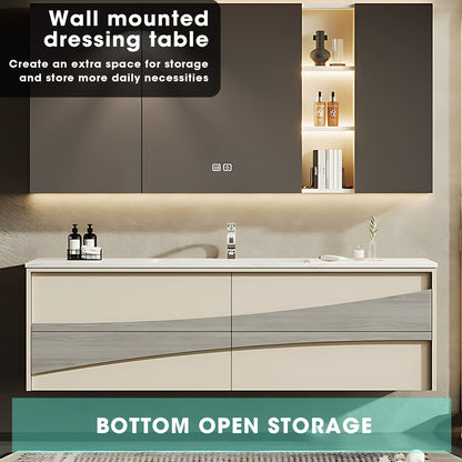 36"- 64" Single Sink Two-Tone Bathroom Vanity Set with Lighting Mirror Cabinet