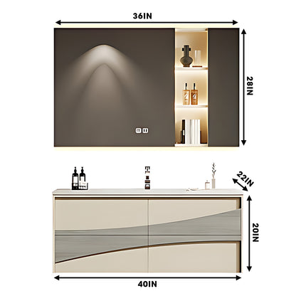 36"- 64" Single Sink Two-Tone Bathroom Vanity Set with Lighting Mirror Cabinet