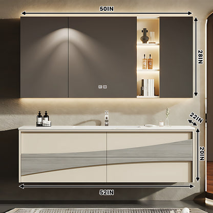 36"- 64" Single Sink Two-Tone Bathroom Vanity Set with Lighting Mirror Cabinet