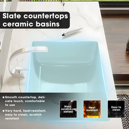 36"- 64" Single Sink Two-Tone Bathroom Vanity Set with Lighting Mirror Cabinet