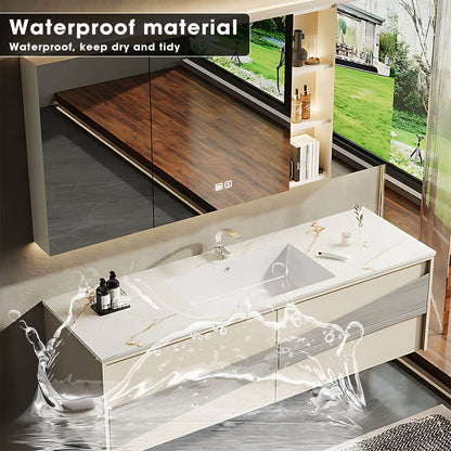 36"- 64" Single Sink Two-Tone Bathroom Vanity Set with Lighting Mirror Cabinet