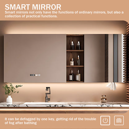 48"- 72" Floating Bathroom Vanity Set–Solid Wood & LED Lighting