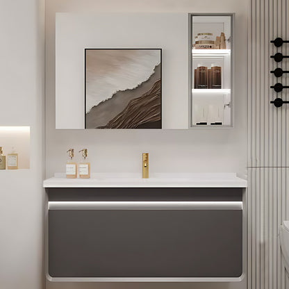 36"- 60" Wall Mounted Bathroom Vanity Set with Mirror, Lighting Cabinet and Sink