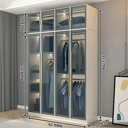 24‘’-94‘’ Luxurious Wardrobes with Multi-Layer Storage Function&Ambient Lighting