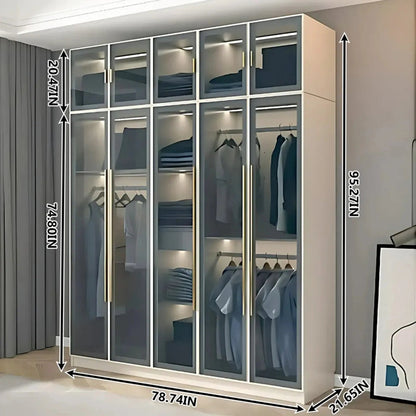 24‘’-94‘’ Luxurious Wardrobes with Multi-Layer Storage Function&Ambient Lighting