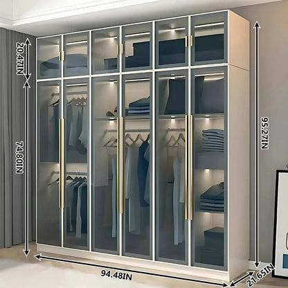 24‘’-94‘’ Luxurious Wardrobes with Multi-Layer Storage Function&Ambient Lighting