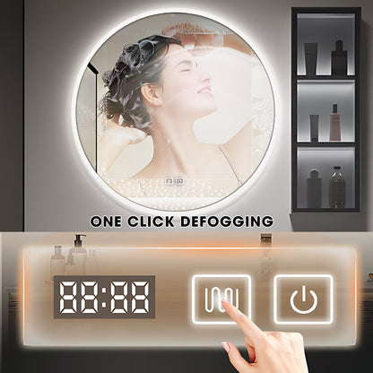 36"- 60" White Wall Mounted Bath Cabinet Set with Round Defogging Mirror and Sink