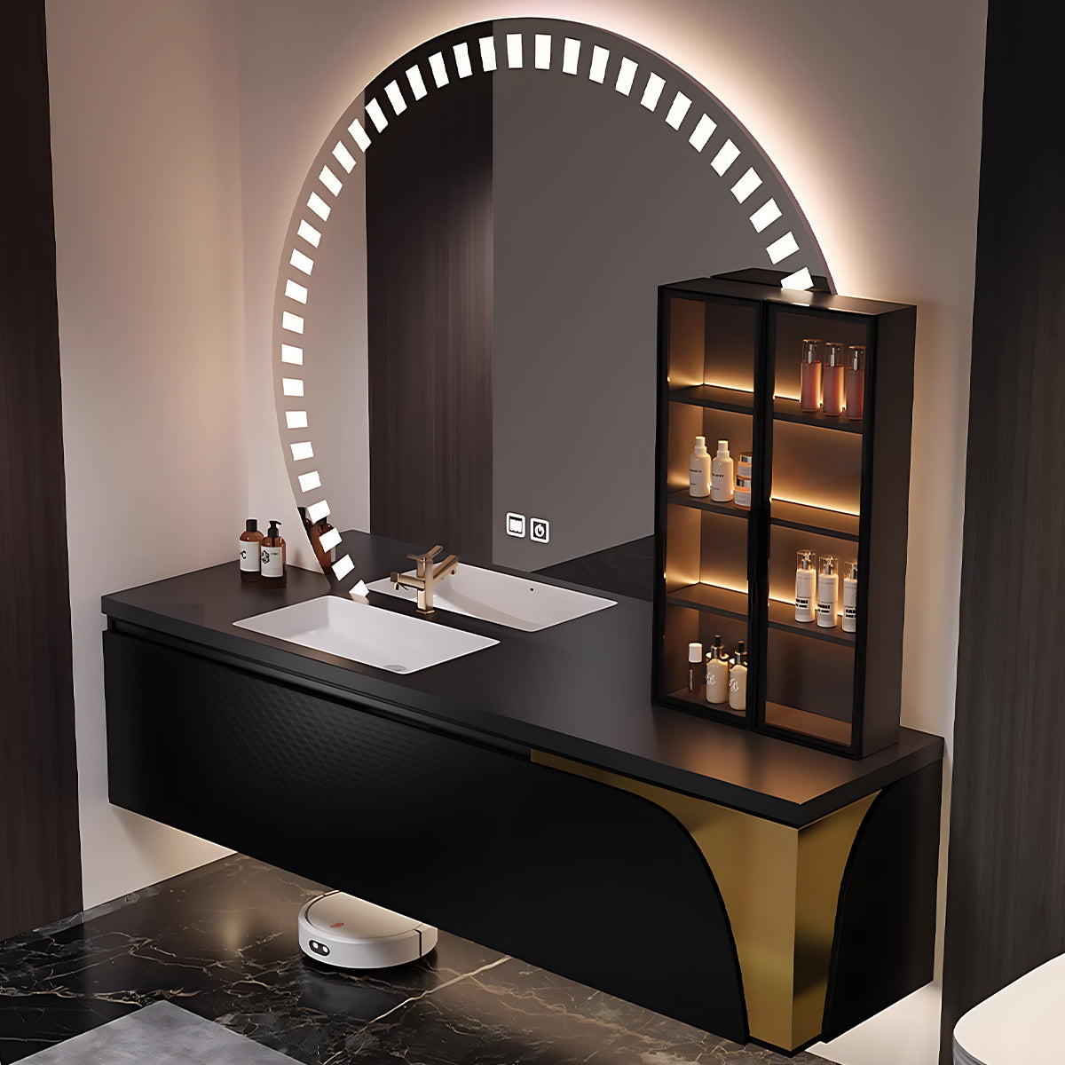 68"- 78"Luxury Modern Black Bathroom Cabinet Vanity Set