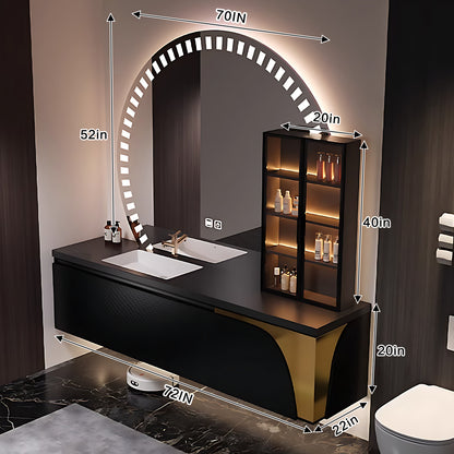 68"- 78"Luxury Modern Black Bathroom Cabinet Vanity Set