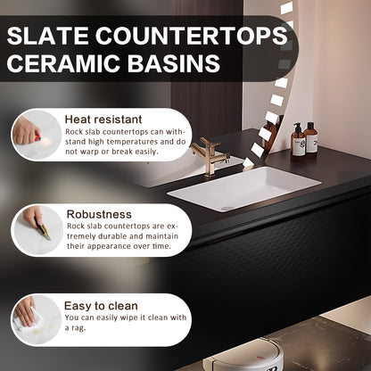 68"- 78"Luxury Modern Black Bathroom Cabinet Vanity Set