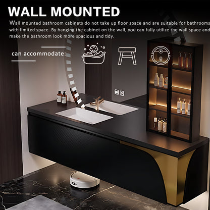 68"- 78"Luxury Modern Black Bathroom Cabinet Vanity Set