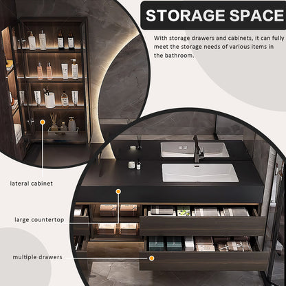 60”- 78“ Modern Solid Wood Style Single Sink Bathroom Cabinet Set