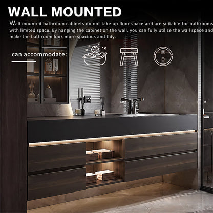 60”- 78“ Modern Solid Wood Style Single Sink Bathroom Cabinet Set