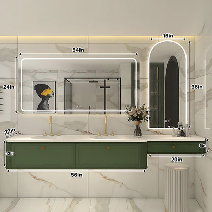 Green Double Sink Bathroom Cabinet Modern Style Set with Dressing Table