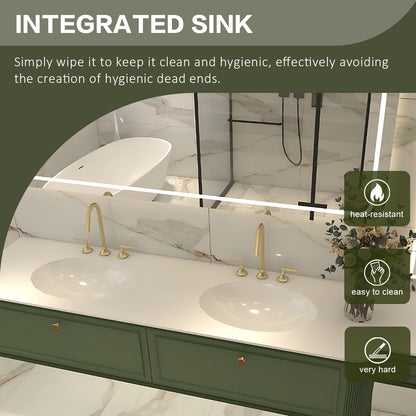 Green Double Sink Bathroom Cabinet Modern Style Set with Dressing Table
