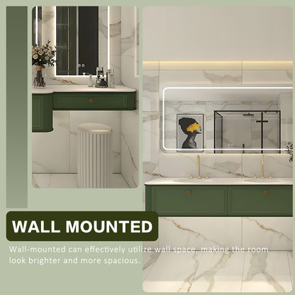 Green Double Sink Bathroom Cabinet Modern Style Set with Dressing Table