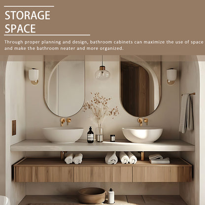 52"- 68" Solid Wood Style Double Sink Above Counter Basin Bathroom Dressing Table