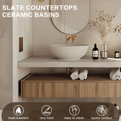 52"- 68" Solid Wood Style Double Sink Above Counter Basin Bathroom Dressing Table