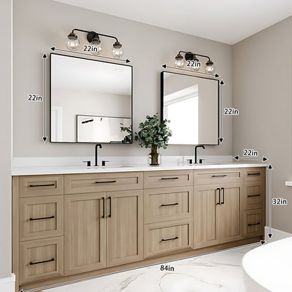 76"- 84" Modern Solid Wood Style Double Sink Bathroom Vanity