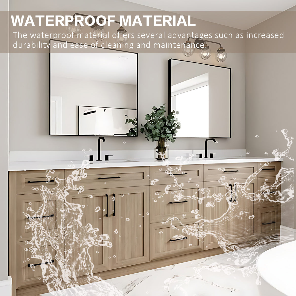 76"- 84" Modern Solid Wood Style Double Sink Bathroom Vanity