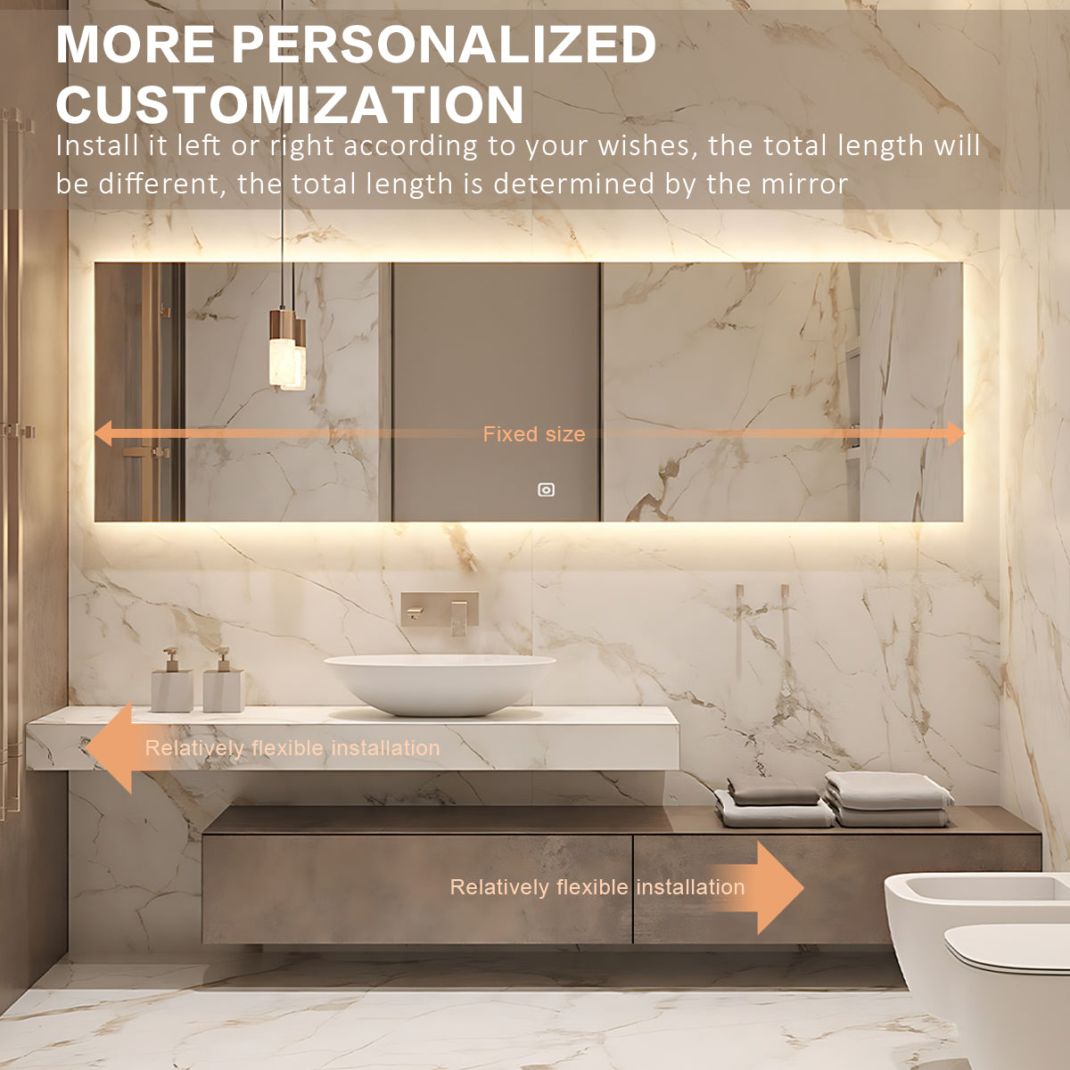 60"- 72" Modern Bathroom Vanity with Above Counter Basin and Single Sink Set