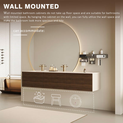 52"-64" Modern One Piece Basin Double Bathroom Vanity Set