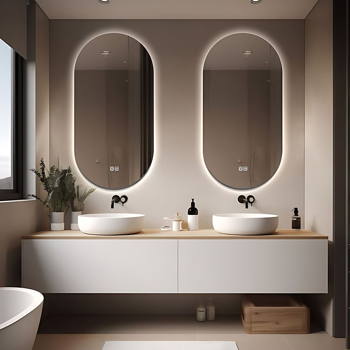52"- 64" Solid Wood Double Countertop Basin Modern Style Bathroom Vanity Set