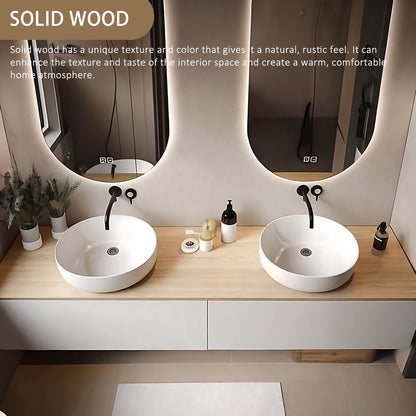 52"- 64" Solid Wood Double Countertop Basin Modern Style Bathroom Vanity Set