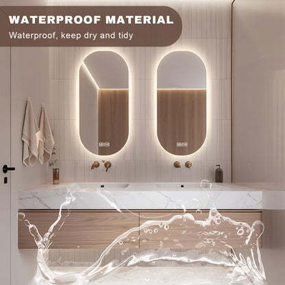 52" - 64" Wall Mounted Modern Bathroom Vanity with Double Sink Rock Slab Ceramic Basin