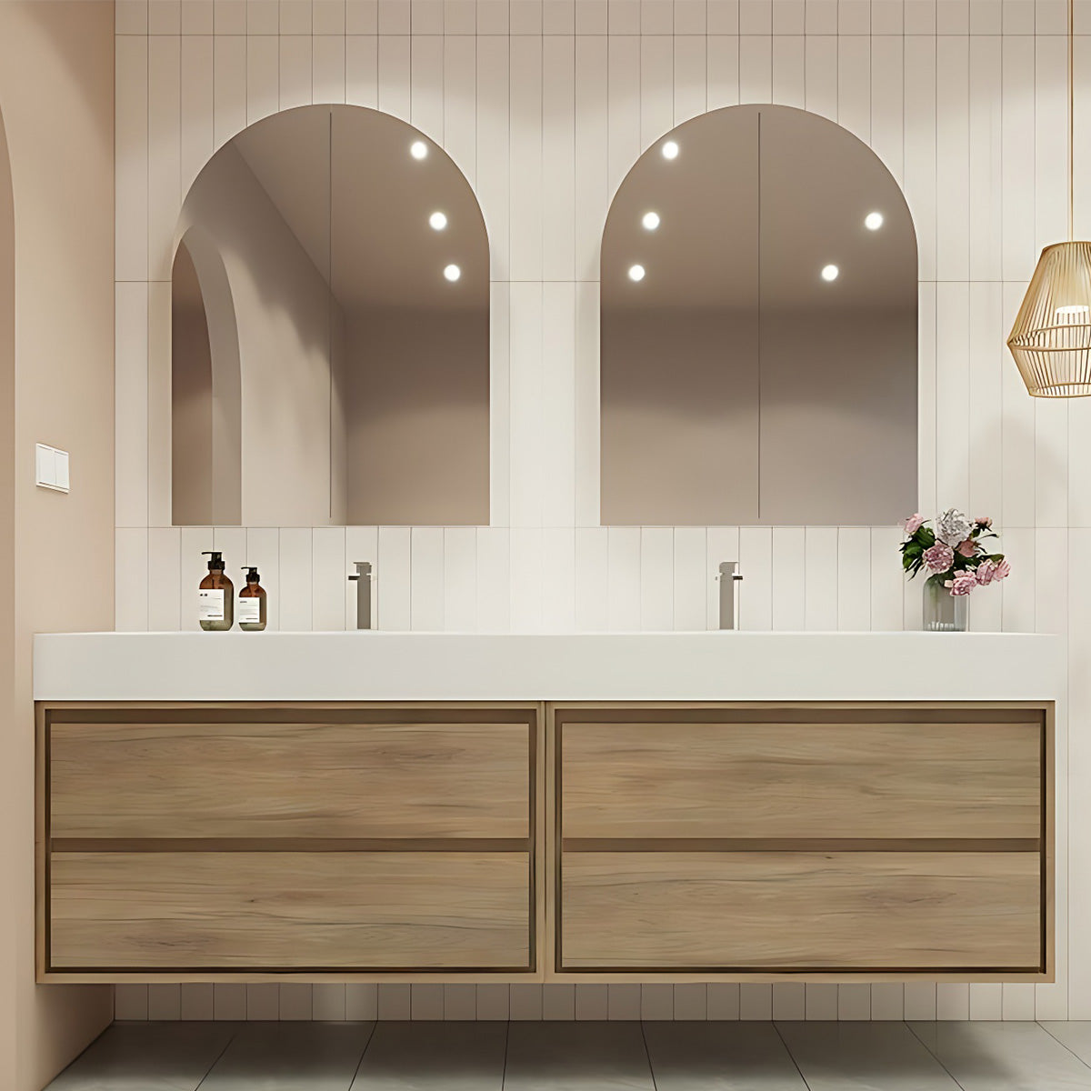 60“ - 72”Double Basin Wall Mounted Solid Wood Bathroom Cabinet