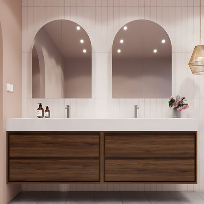 60“ - 72”Double Basin Wall Mounted Solid Wood Bathroom Cabinet